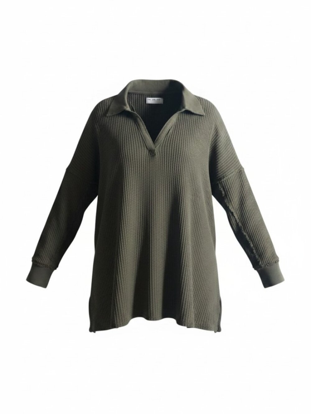 We‎ The Free Olive Green Oversized Waffle Knit V-Neck Sweater XL NWT